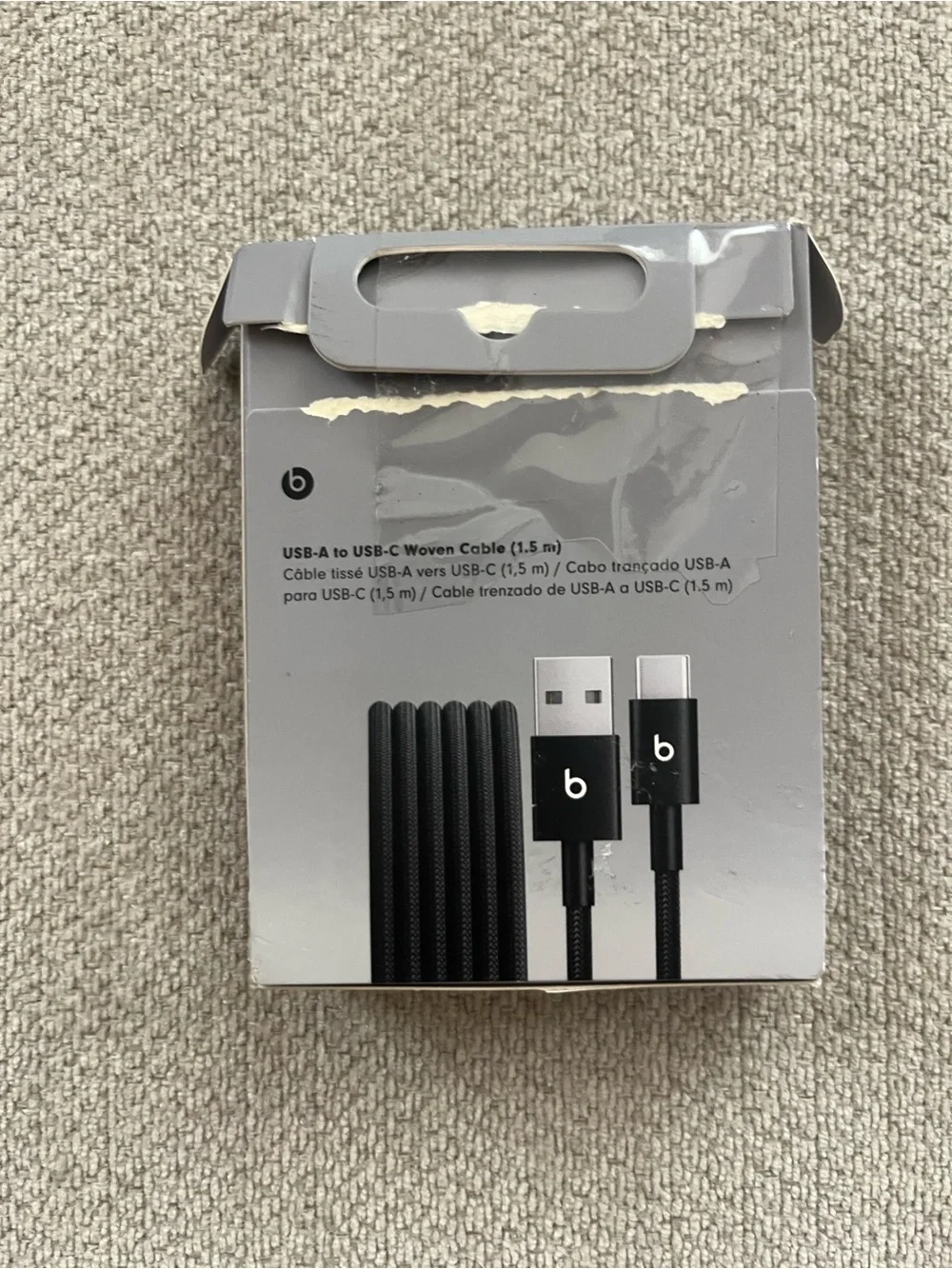Beats by Dre Black USB-A to USB-C Braided Cable (1.5m)